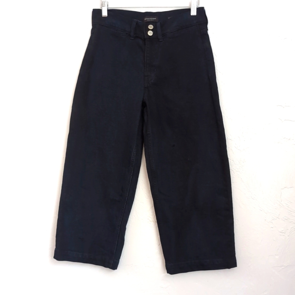 Banana Republic High Rise Wide Leg Crop Dark Blue Denim Jeans Women's Size 27P